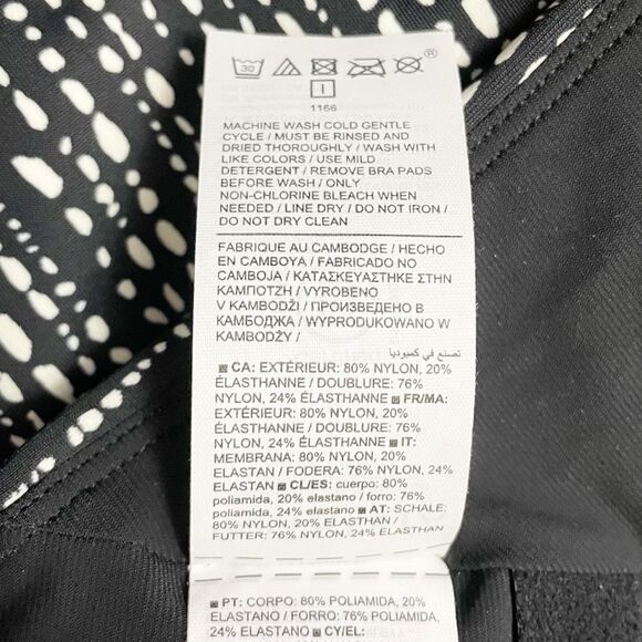 Athleta Hermosa One Piece Swimsuit Size Large Black White Dot Print Low Back - Picture 10 of 13